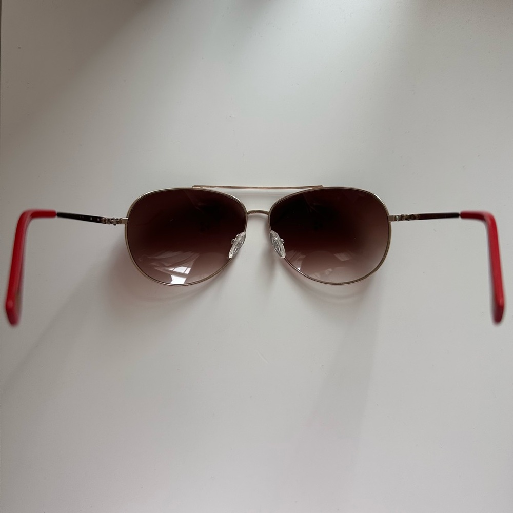 Michael Kors Gold & Red Trim Aviator Sunglasses - Picture 6 of 14